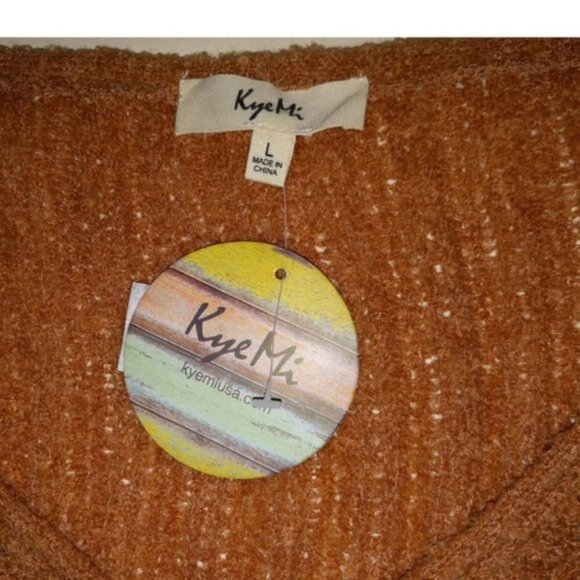 🏖️Sheer Open Knit  Oversized Soft Wool Blend V Neck Size L NWT - Picture 6 of 8